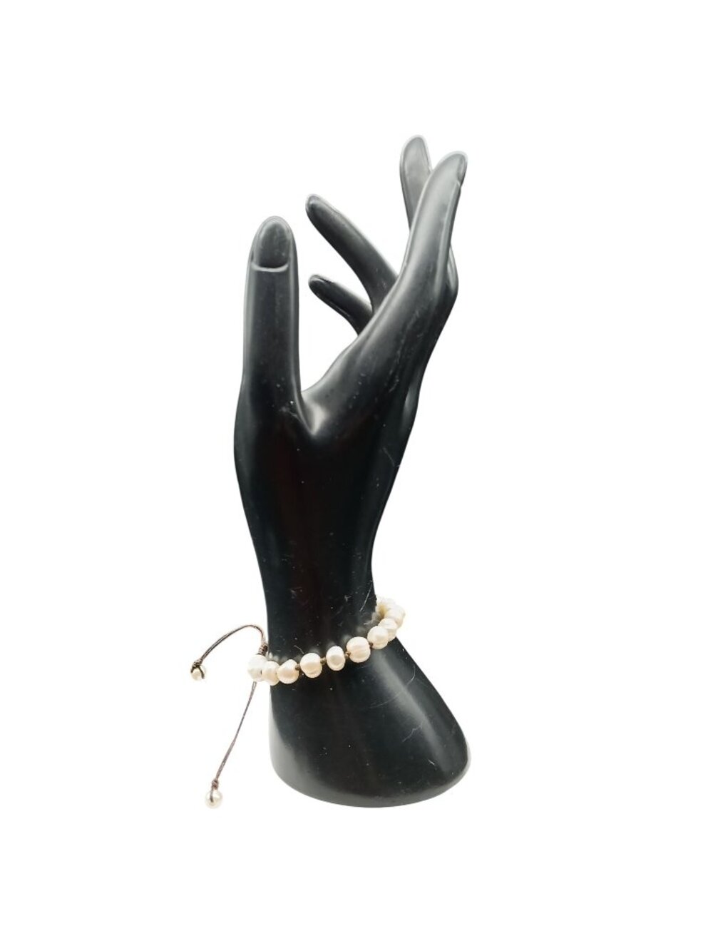 Freshwater Pearl Adjustable Bracelet with Brown Cord